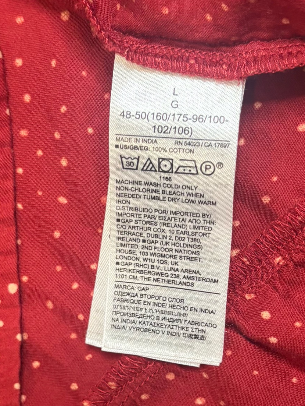 GAP Polka Dot Puff Sleeve Babydoll Midi Dress Size Large Red Tiered Ruffle Hem - Picture 10 of 12